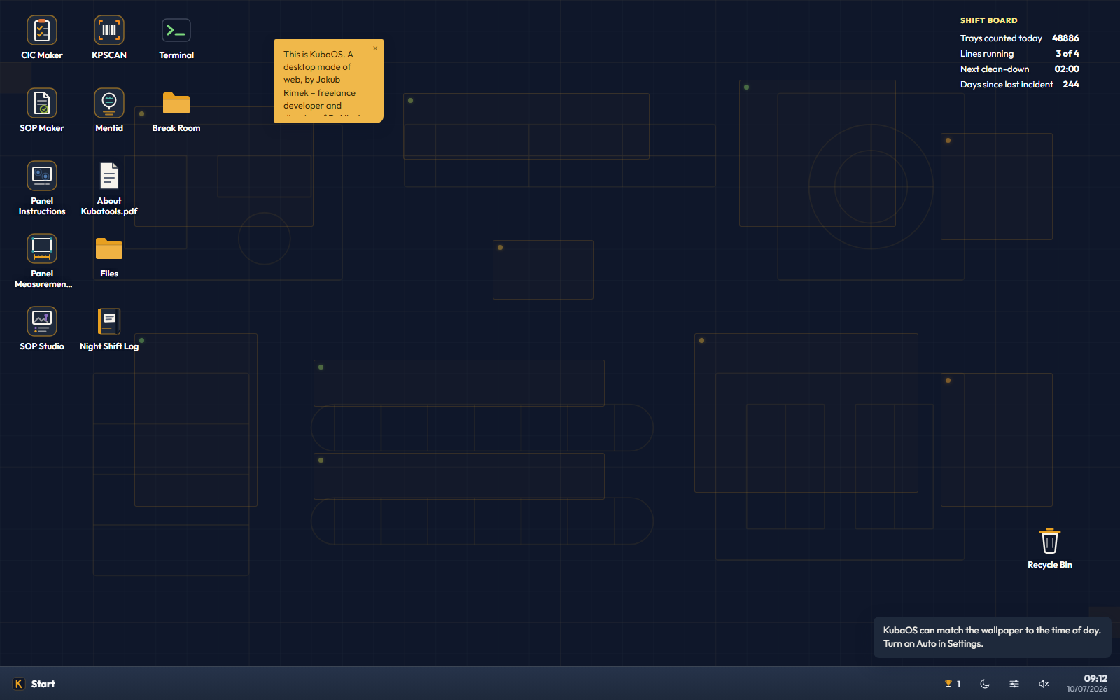 KubaOS Desktop in use