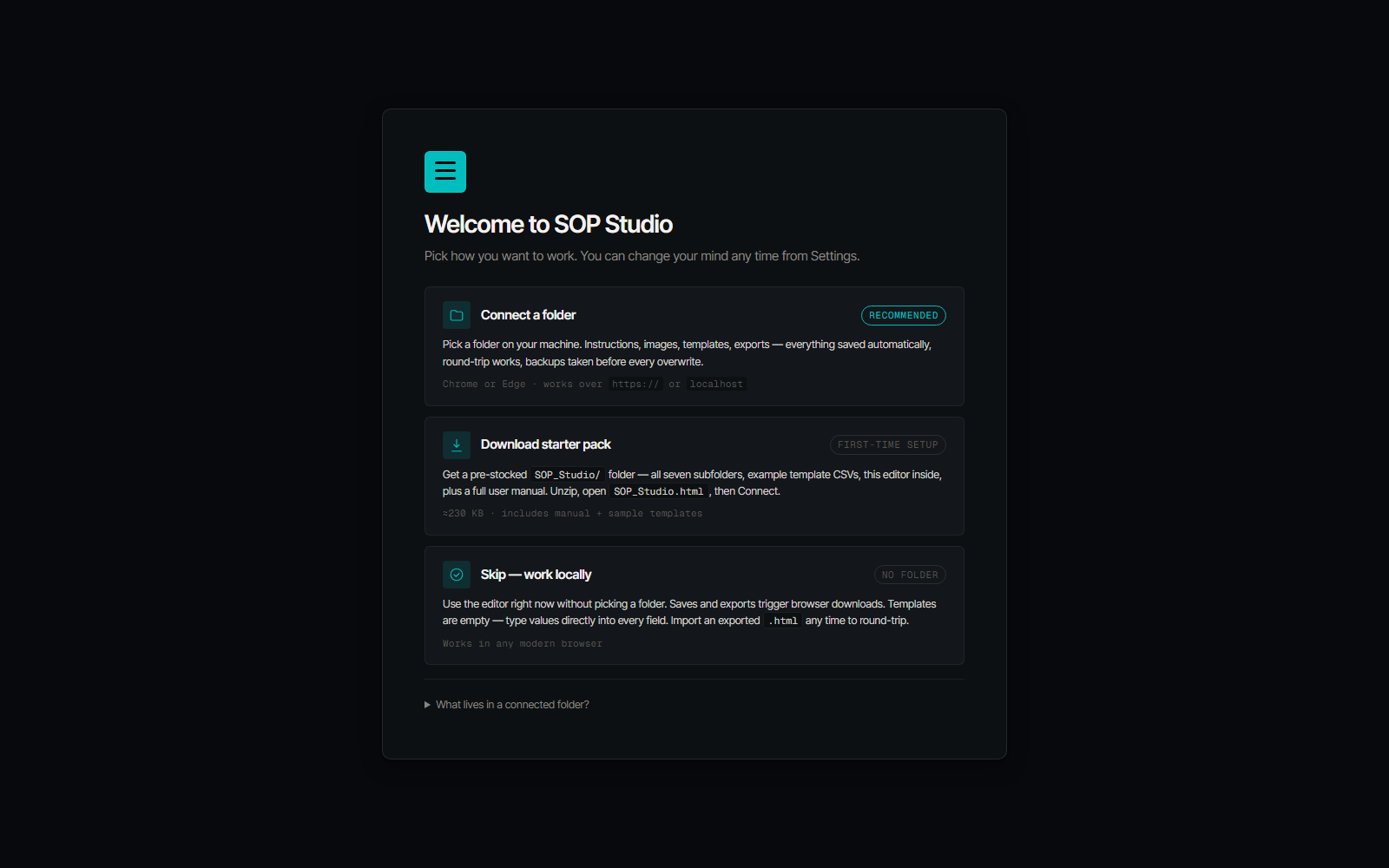 SOP Studio in use